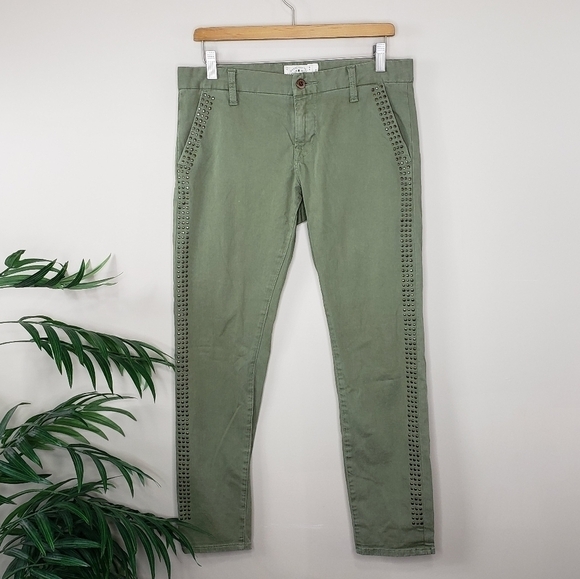 Lucky Brand | Olive Studded Khaki Chino Pants - Picture 1 of 7